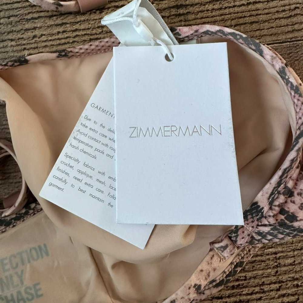 Zimmermann Moonshine Waterfall Frill Bikini Pink Snacke Print Swimsuit Swimwear - Picture 11 of 12